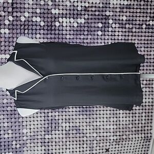 Express Size S Black with White Trim Sleeveless Button Down Blouse, EUC